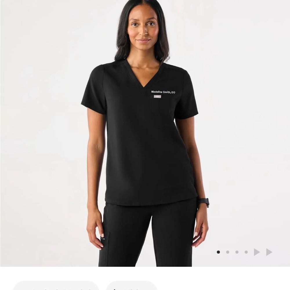 FIGS Women's Black Catarina- One-Pocket Scrub Top